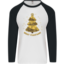 Steampunk Christmas Tree Mens L/S Baseball T-Shirt White/Black