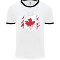 Torn Canada Flag Canadian Day Football Mens Ringer T-Shirt White/Black