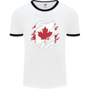 Torn Canada Flag Canadian Day Football Mens Ringer T-Shirt White/Black