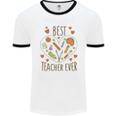 Best Teacher Ever Teaching Maths English Science Mens Ringer T-Shirt White/Black