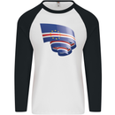 Curled Cape Verde Flag Verdean Day Football Mens L/S Baseball T-Shirt White/Black