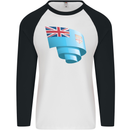 Curled Fiji Flag Fijian Day Football Mens L/S Baseball T-Shirt White/Black