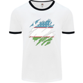 Torn Uzbekistan Flag Ukbek Day Football Mens Ringer T-Shirt White/Black