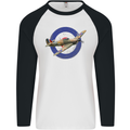 Hawker Hurricane With RAF Ensign Mens L/S Baseball T-Shirt White/Black