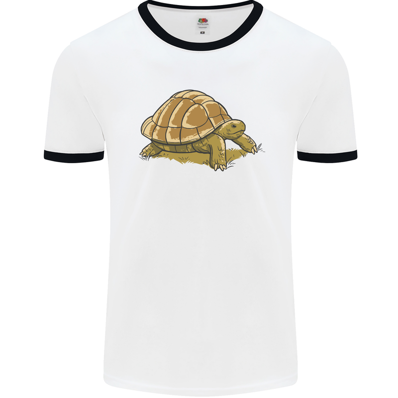 A Brown Tortoise Mens Ringer T-Shirt White/Black