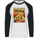 Camping Sky Above Trekking Outdoors Mens L/S Baseball T-Shirt White/Black