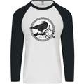 Viking Crow Celtic Norse Valhalla Odin Thor Mens L/S Baseball T-Shirt White/Black