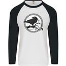 Viking Crow Celtic Norse Valhalla Odin Thor Mens L/S Baseball T-Shirt White/Black