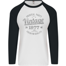 Vintage Year 46th Birthday 1977 Mens L/S Baseball T-Shirt White/Black