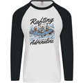 Rafting Get Soaked in Adrenaline White Water Mens L/S Baseball T-Shirt White/Black