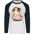 Melomaniac Dog Yoga Meditation Funny Mens L/S Baseball T-Shirt White/Black