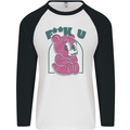 Offensive Teddy Bear F#uck You Funny Mens L/S Baseball T-Shirt White/Black