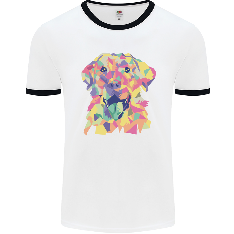 Abstract Labrador Dog Mens Ringer T-Shirt White/Black