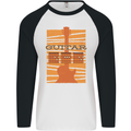 Guitar Bass Electric Acoustic Player Music Mens L/S Baseball T-Shirt White/Black