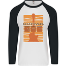 Guitar Bass Electric Acoustic Player Music Mens L/S Baseball T-Shirt White/Black
