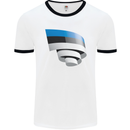 Curled Estonia Flag Estonian Day Football Mens Ringer T-Shirt White/Black