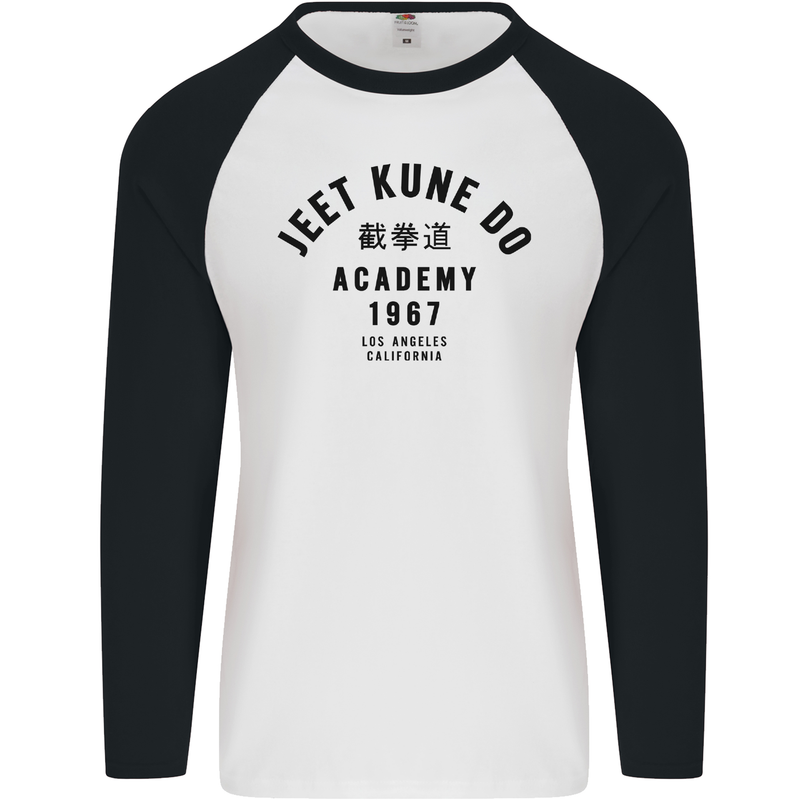 Jeet Kune Do Academy MMA Martial Arts Mens L/S Baseball T-Shirt White/Black