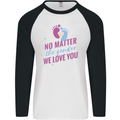 No Matter the Gender New Baby Pregnancy Pregnant Mens L/S Baseball T-Shirt White/Black