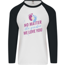 No Matter the Gender New Baby Pregnancy Pregnant Mens L/S Baseball T-Shirt White/Black