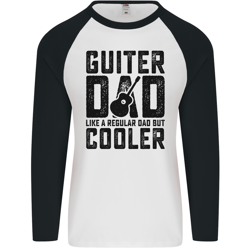 Fathers Day Guitar Dad Like a Normal Dad Mens L/S Baseball T-Shirt White/Black