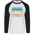 I Don't Eat My Homies Funny Vegan Vegetarian Mens L/S Baseball T-Shirt White/Black