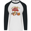 Christmas Hedgehog Toadstool Mouse Mens L/S Baseball T-Shirt White/Black