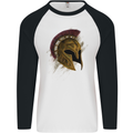 Spartan Helmet Gym Bodybuilding Training Mens L/S Baseball T-Shirt White/Black