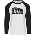Ew People Cats Funny Mens L/S Baseball T-Shirt White/Black