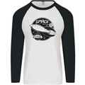 Space Trip Rocket Ship Astronaut Mens L/S Baseball T-Shirt White/Black