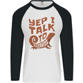 Yep I Talk To Lizards Chameleons Mens L/S Baseball T-Shirt White/Black