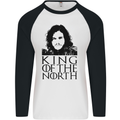 King of the North GOT Jon Snow Mens L/S Baseball T-Shirt White/Black