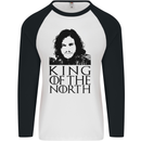 King of the North GOT Jon Snow Mens L/S Baseball T-Shirt White/Black