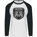 Turtle Mandala Art Tortoise Mens L/S Baseball T-Shirt White/Black