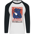 Cat I Watch Murder Documentaries to Relax Mens L/S Baseball T-Shirt White/Black