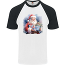 Traditional Santa Christmas Design Xmas Mens S/S Baseball T-Shirt White/Black
