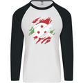 Torn Burundi Flag Burundians Day Football Mens L/S Baseball T-Shirt White/Black