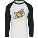Mardi Gras Lets Party Mens L/S Baseball T-Shirt White/Black