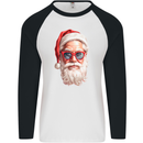 Cool Santa Summer Christmas Vibes Mens L/S Baseball T-Shirt White/Black