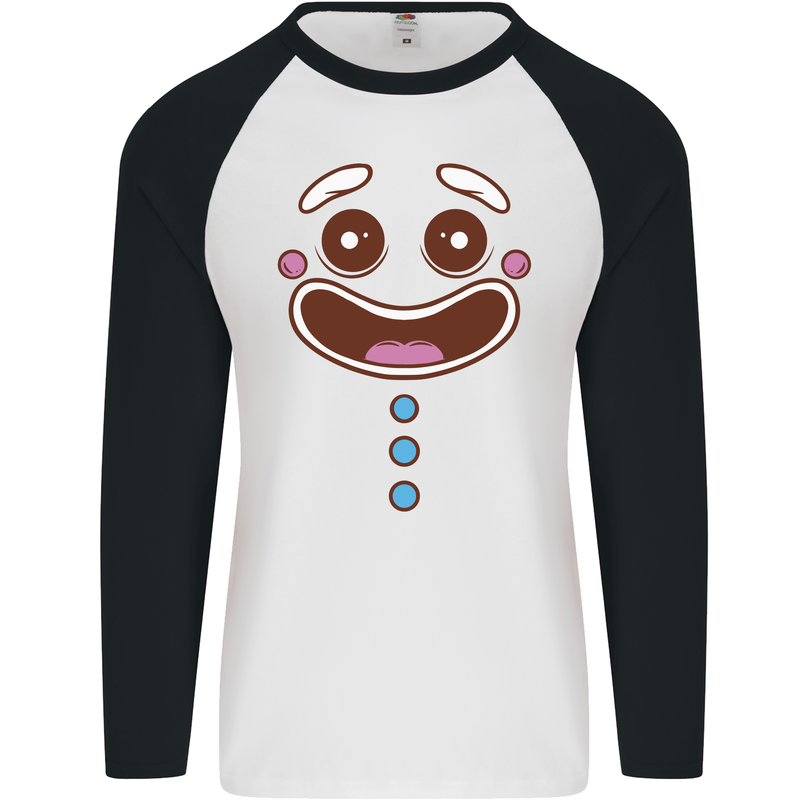 A GingerBread Man Mens L/S Baseball T-Shirt White/Black