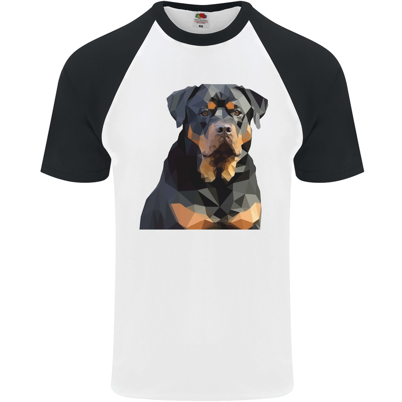 Polygon Rottweiler Dog Mens S/S Baseball T-Shirt White/Black