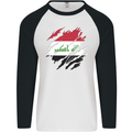 Torn Iraq Flag Iraqi Day Football Mens L/S Baseball T-Shirt White/Black
