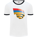 Curled Armenia Flag Armenian Day Football Mens Ringer T-Shirt White/Black