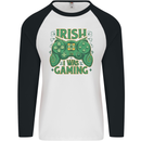 Irish I Was Gaming St Patricks Day Gamer Mens L/S Baseball T-Shirt White/Black