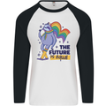 LGBT Sloth The Future Is Equal Gay Pride Mens L/S Baseball T-Shirt White/Black