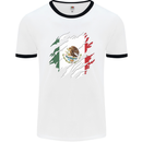 Torn Mexico Flag Mexican Day Football Mens Ringer T-Shirt White/Black
