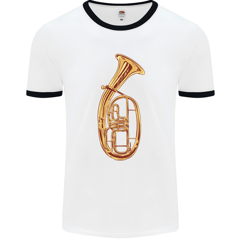 Tenorhorn Brass Musical Instrument Mens Ringer T-Shirt White/Black