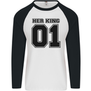 Her King Funny Valentines Day Mens L/S Baseball T-Shirt White/Black