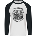 Grim Reaper Motorbike Motorcycle Biker Mens L/S Baseball T-Shirt White/Black