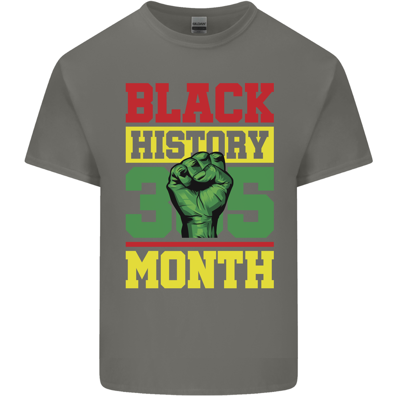 Black History Month Lives Matter African Mens Cotton T-Shirt Tee Top Charcoal