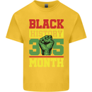 Black History Month Lives Matter African Mens Cotton T-Shirt Tee Top Yellow